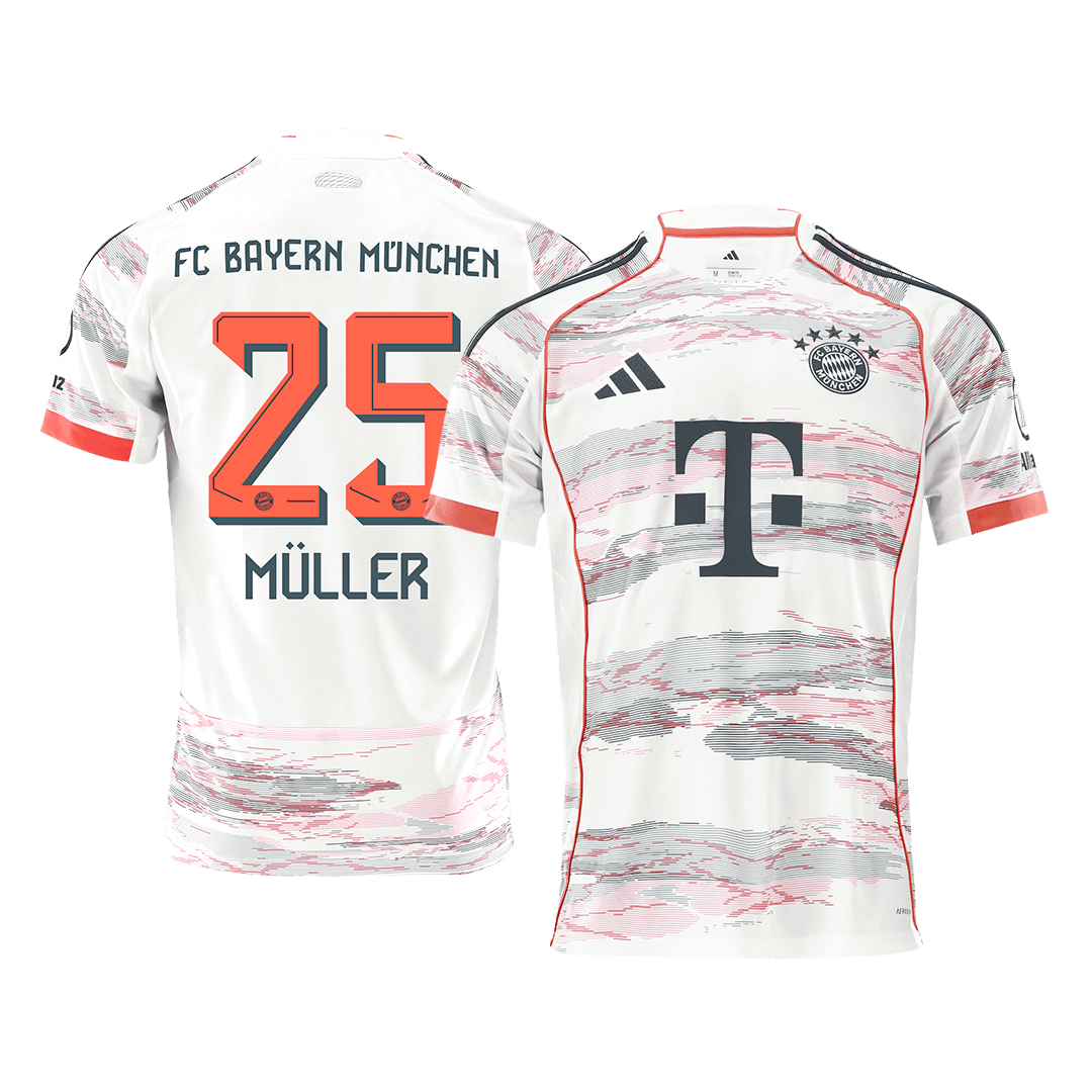 MÜLLER #25 Bayern Munich Mens Away Soccer Jersey 2025/26 White