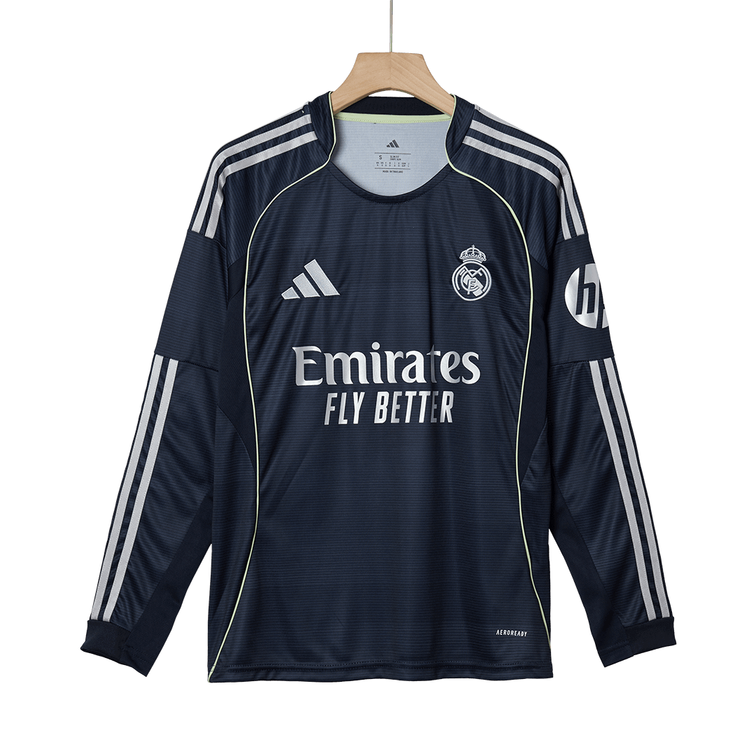 Real Madrid Mens Away Long Sleeve Soccer Jersey 2025/26 Navy
