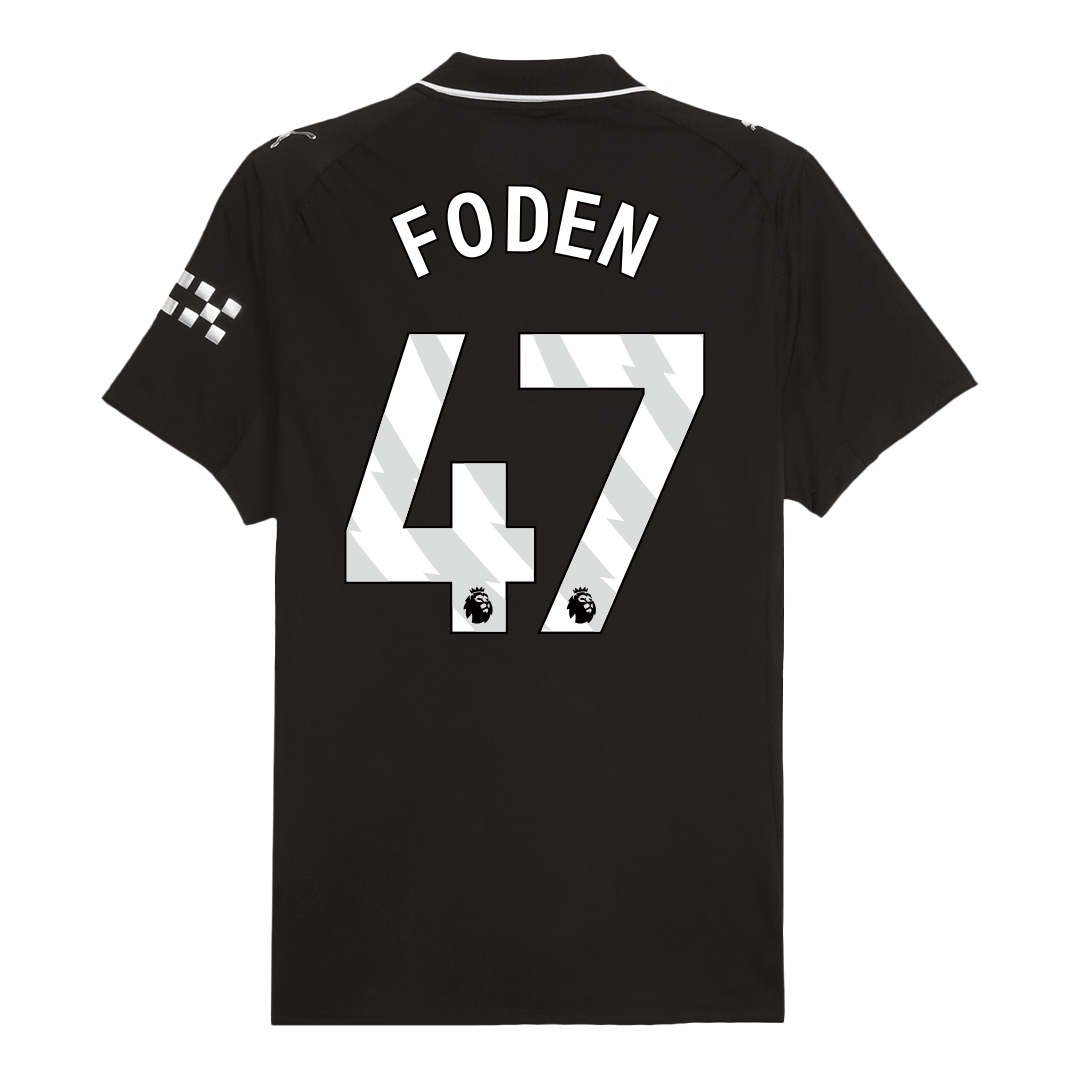 FODEN #47 Manchester City Mens Away Soccer Jersey 2025/26 Black - Player Version