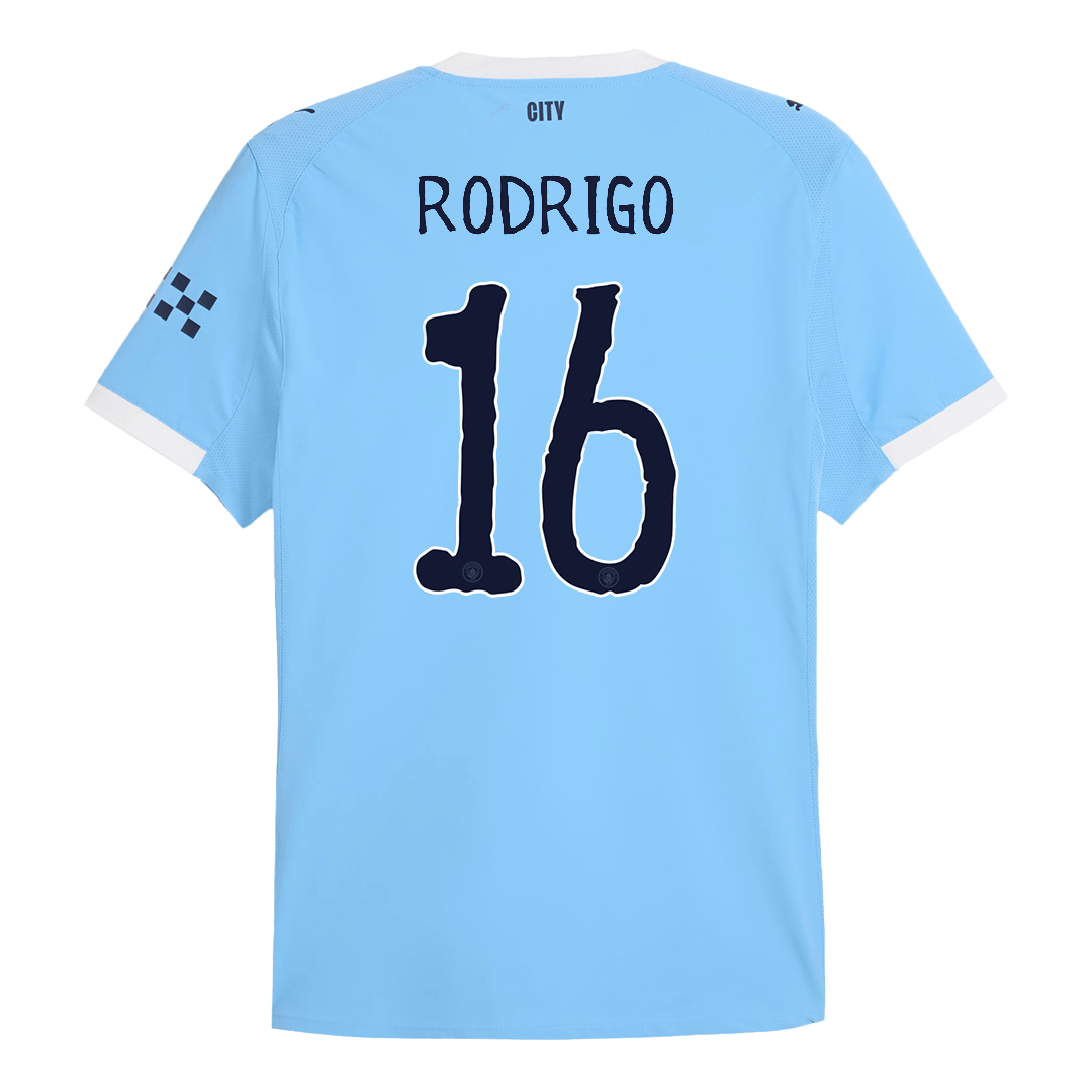RODRIGO #16 Manchester City Mens Home Soccer Jersey World Cup 2025/26 Blue - Player Version