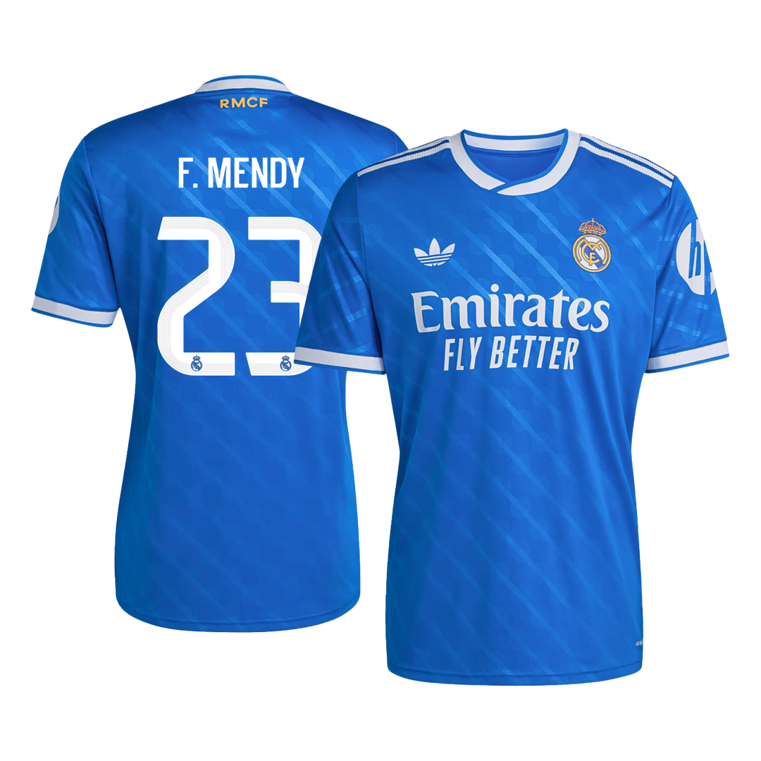 F. MENDY #23 Real Madrid Mens Third Away Soccer Jersey 2025/26 Blue
