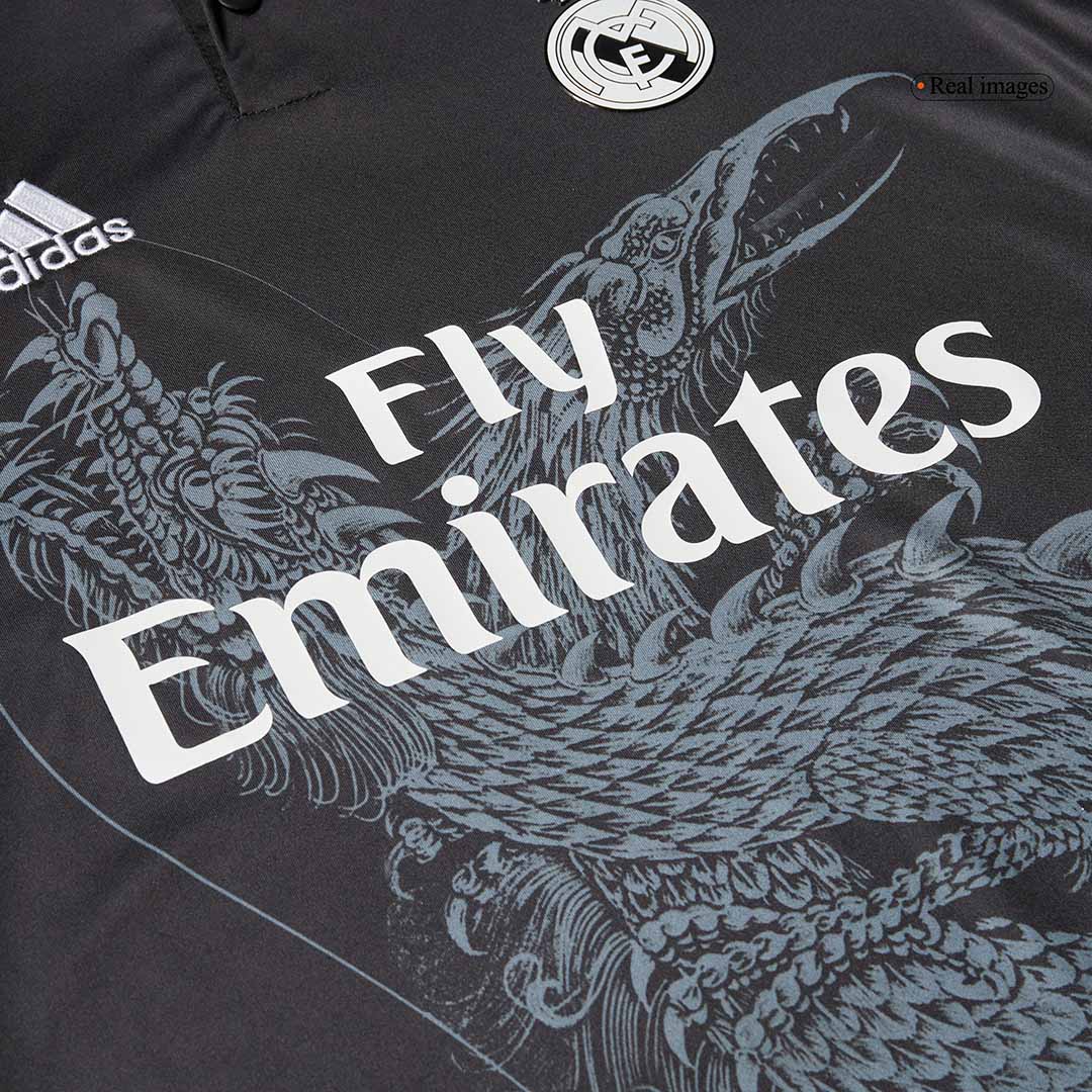 Retro BENZEMA #9 Real Madrid Mens Third Away Soccer Jersey 2014/15 Black