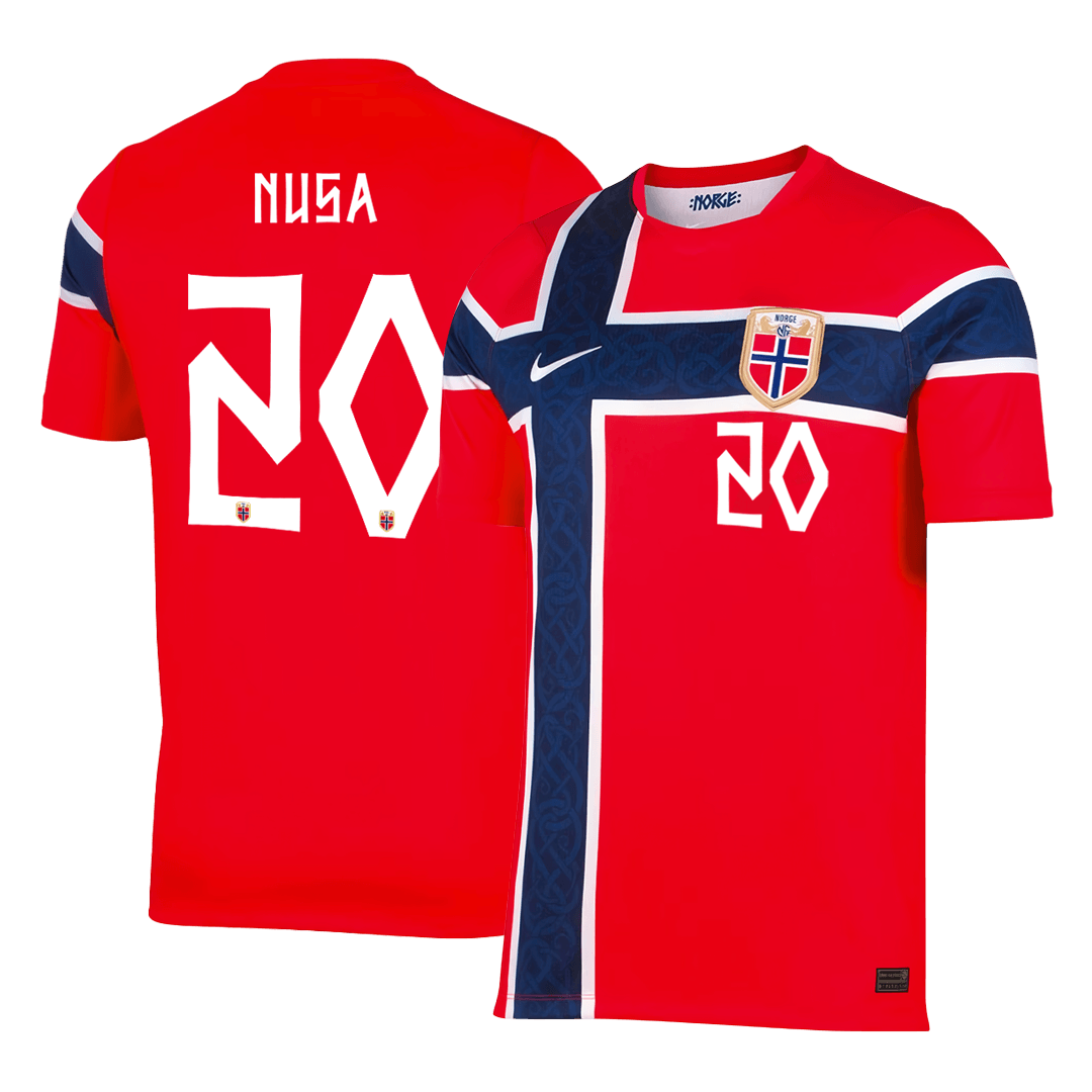 NUSA #20 Norway Mens Home Soccer Jersey World Cup 2026 Red