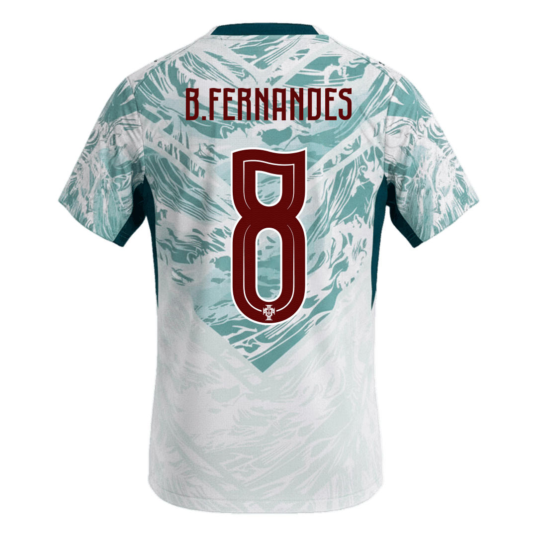 B.FERNANDES #8 Portugal Mens Away Soccer Jersey World Cup 2026 White&Green
