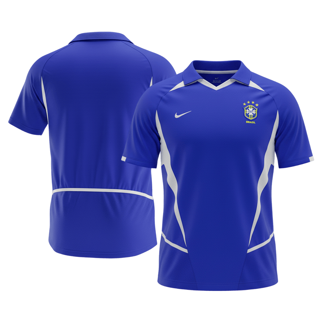 Retro Brazil Mens Away Soccer Jersey 2002 Blue