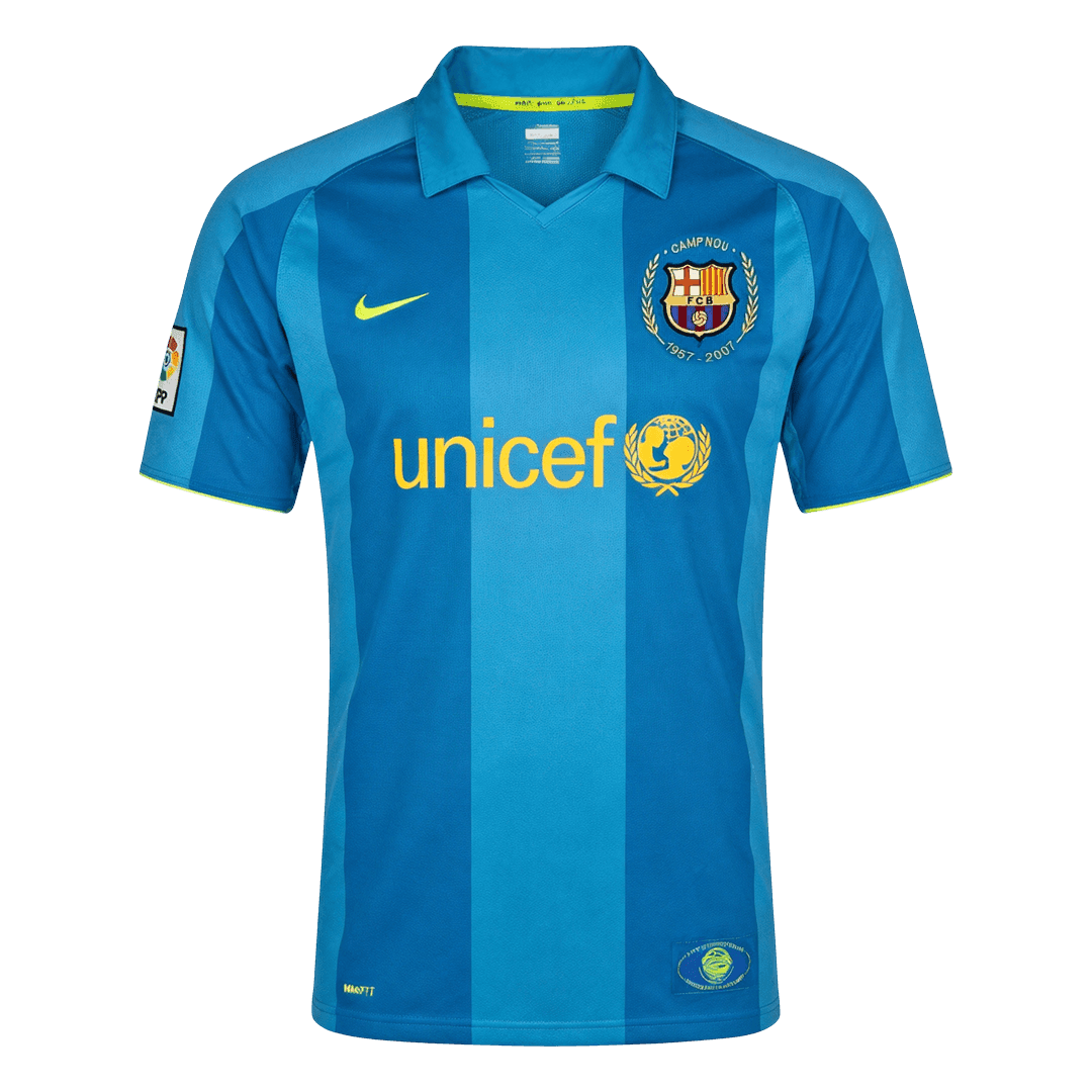 Retro Barcelona Mens Away Soccer Jersey 2007/08 Blue