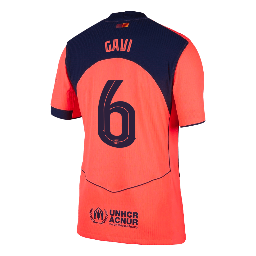 GAVI #6 Barcelona Mens Third Away Soccer Jersey UCL 2025/26 Orange - Player Version