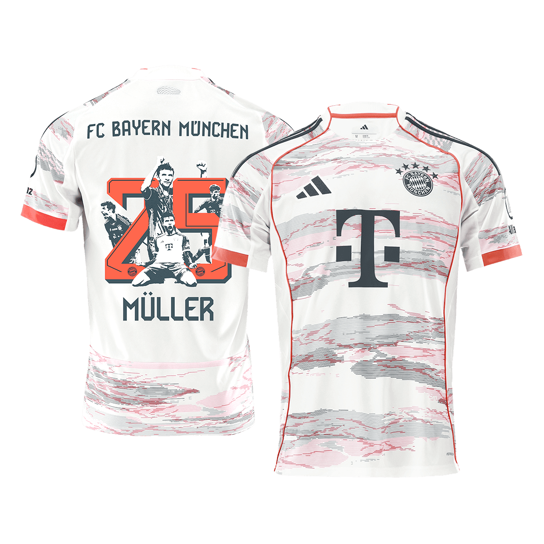 MÜLLER Special #25 Bayern Munich Mens Away Soccer Jersey 2025/26 White
