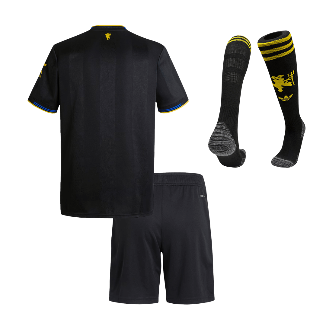 Manchester United Kids Third Away Soccer Full Set 2025/26 Black