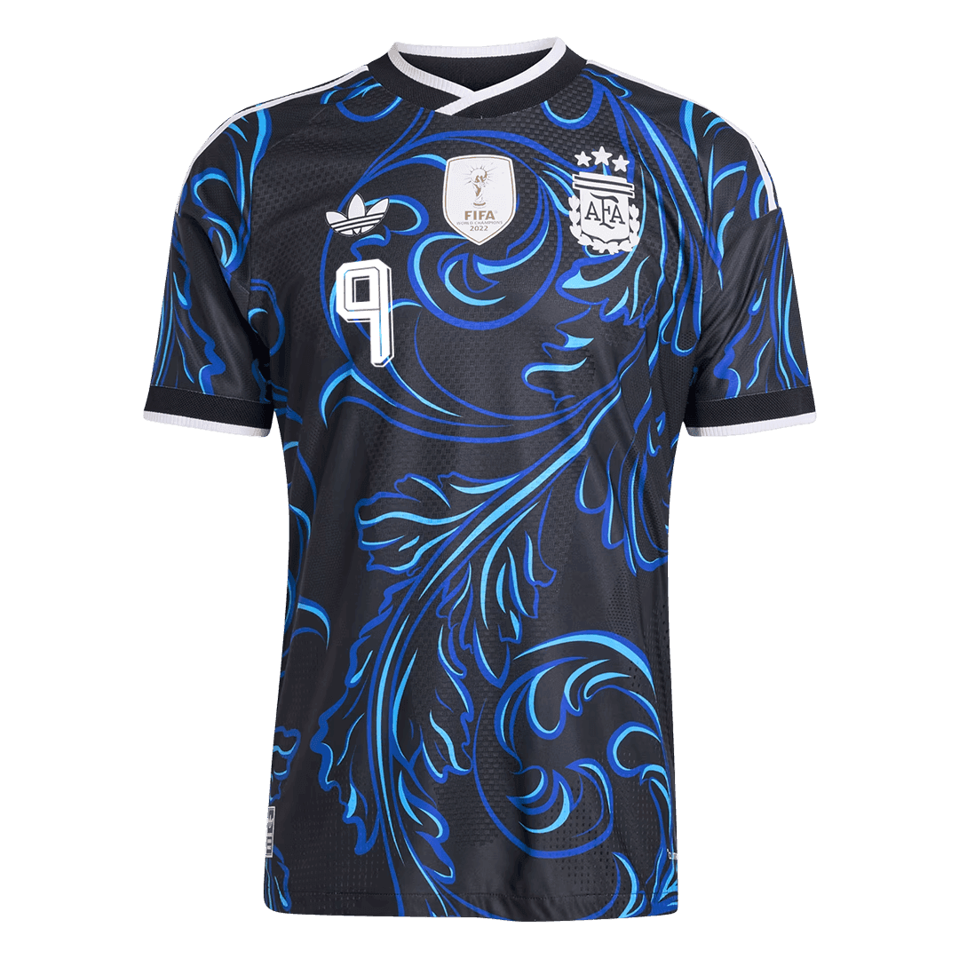 J. ALVAREZ #9 Argentina Mens Away Soccer Jersey World Cup 2026 Black - Player Version