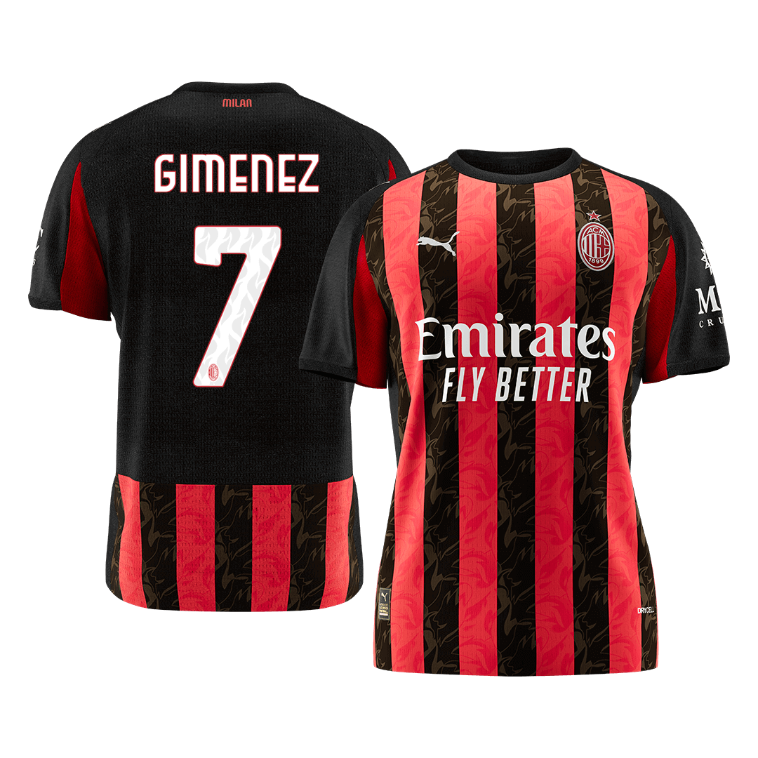 GIMENEZ #7 AC Milan Mens Home Soccer Jersey 2025/26 Red&Black [PREMIUM]