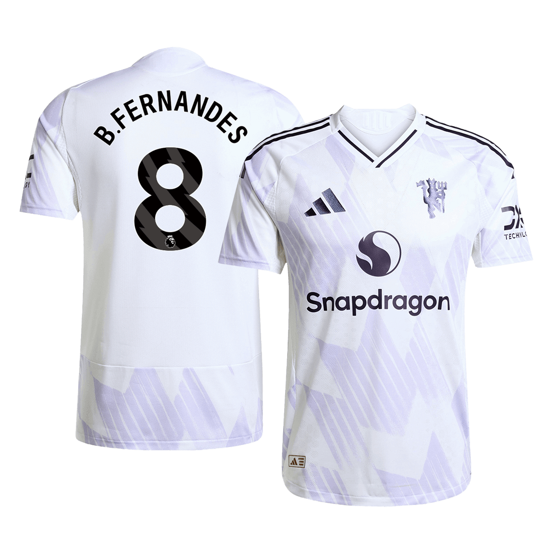 B.FERNANDES #8 Manchester United Mens Away Soccer Jersey 2025/26 White - Player Version