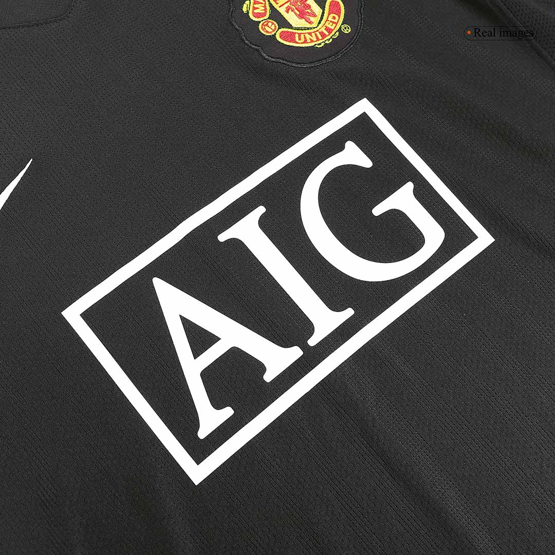 Retro RONALDO #7 Manchester United Mens Away Long Sleeve Soccer Jersey 2007/08 Black
