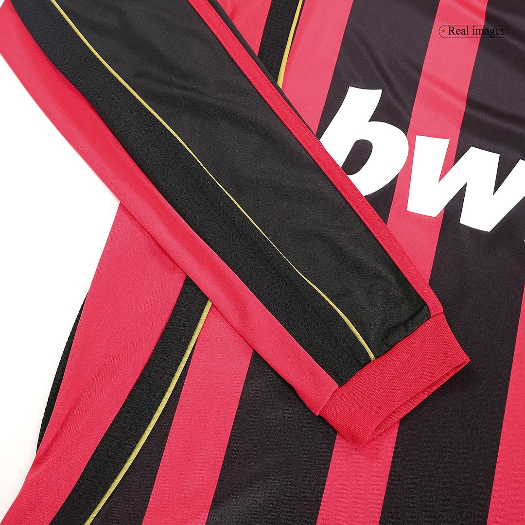 Retro MALDINI #3 AC Milan Mens Home Long Sleeve Soccer Jersey 2006/07 Red&Black