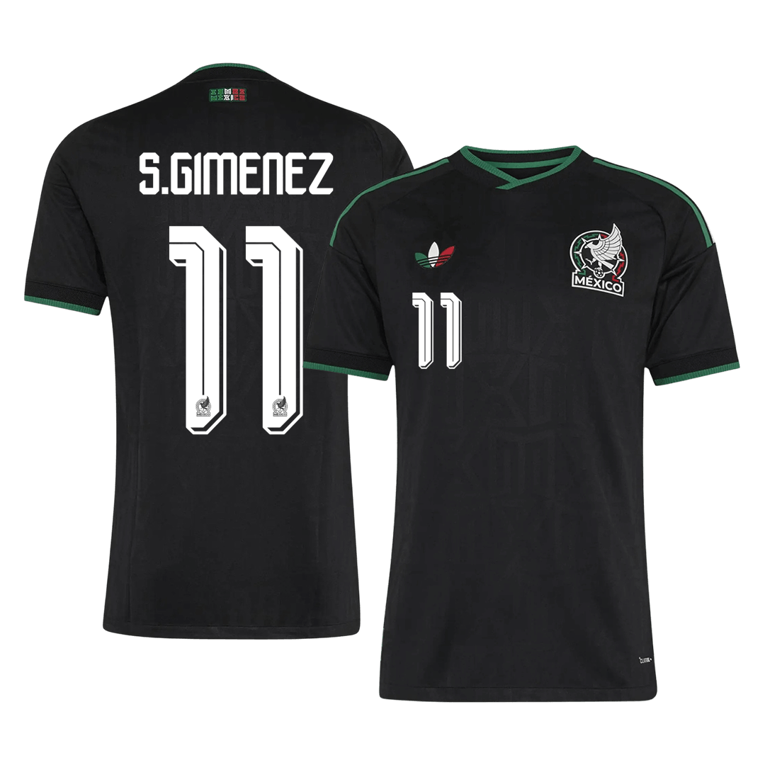 S.GIMENEZ #11 Mexico Mens Third Away Soccer Jersey World Cup 2026 Black - Player Version