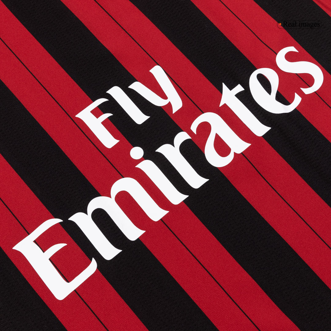 Retro AC Milan Mens Home Long Sleeve Soccer Jersey 2013/14 Red&Black