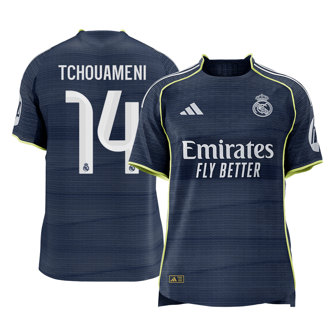 TCHOUAMENI #14 Real Madrid Mens Away Soccer Jersey 2025/26 Navy - Player Version [PREMIUM]