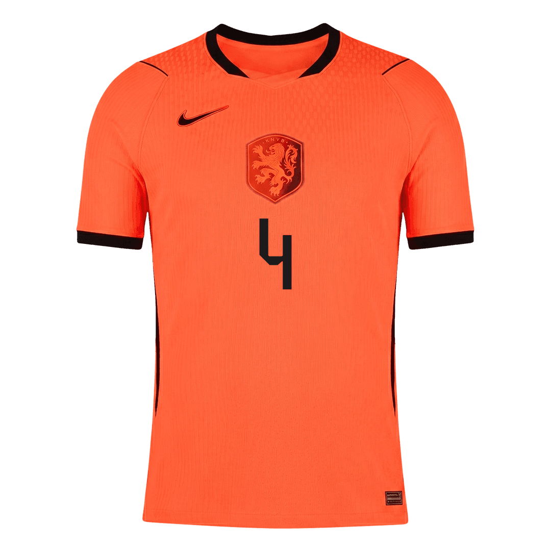 VIRGIL #4 Netherlands Mens Home Soccer Jersey World Cup 2026 Orange - Player Version