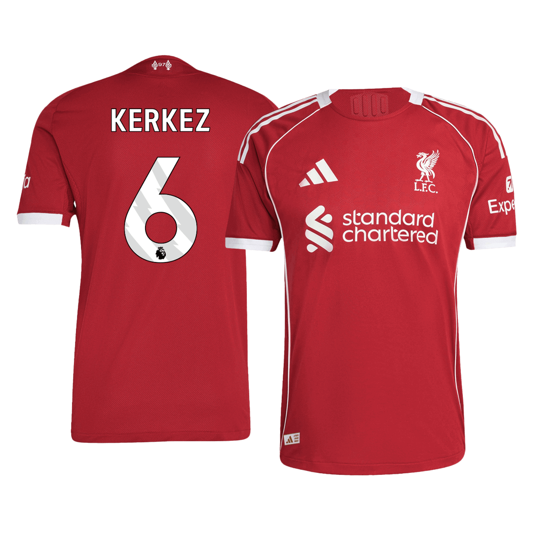 KERKEZ #6 Liverpool Mens Home Soccer Jersey 2025/26 Red - Player Version