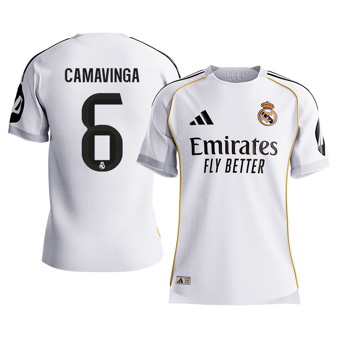 CAMAVINGA #6 Real Madrid Mens Home Soccer Jersey 2025/26 White - Player Version [PREMIUM]