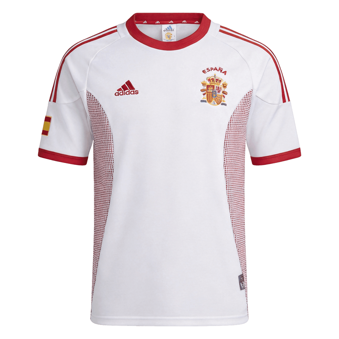 Retro Spain Mens Away Soccer Jersey World Cup 2002 White