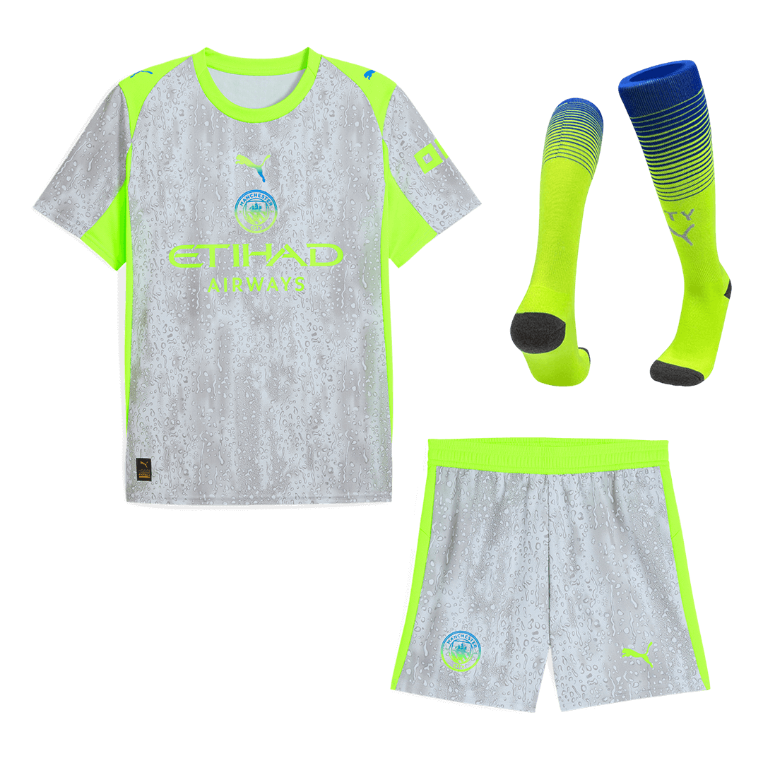 Manchester City Mens Third Away Soccer Full Set 2025/26 Gray