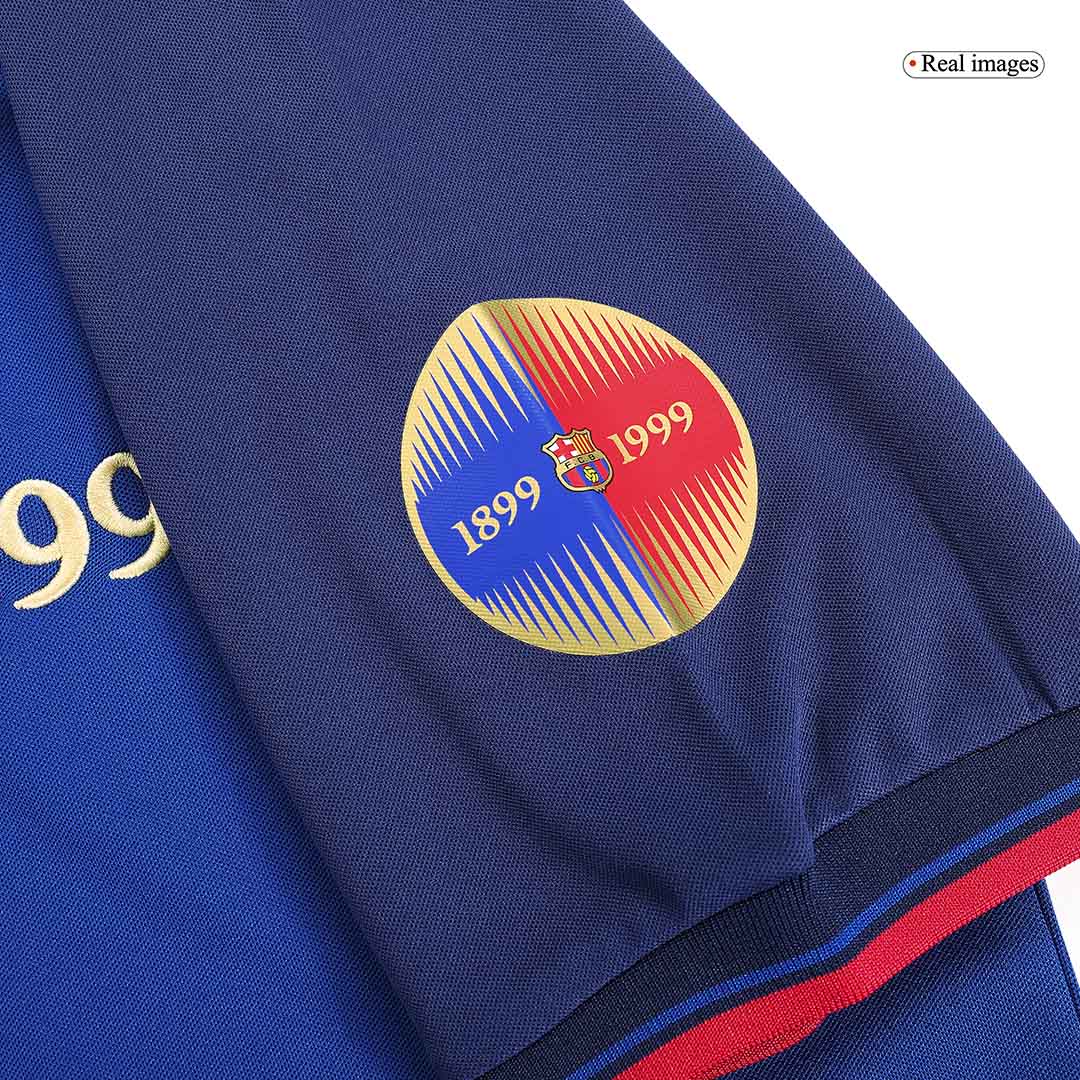 Retro RIVALDO #11 Barcelona Mens Home Soccer Jersey 1999/00 Red&Blue