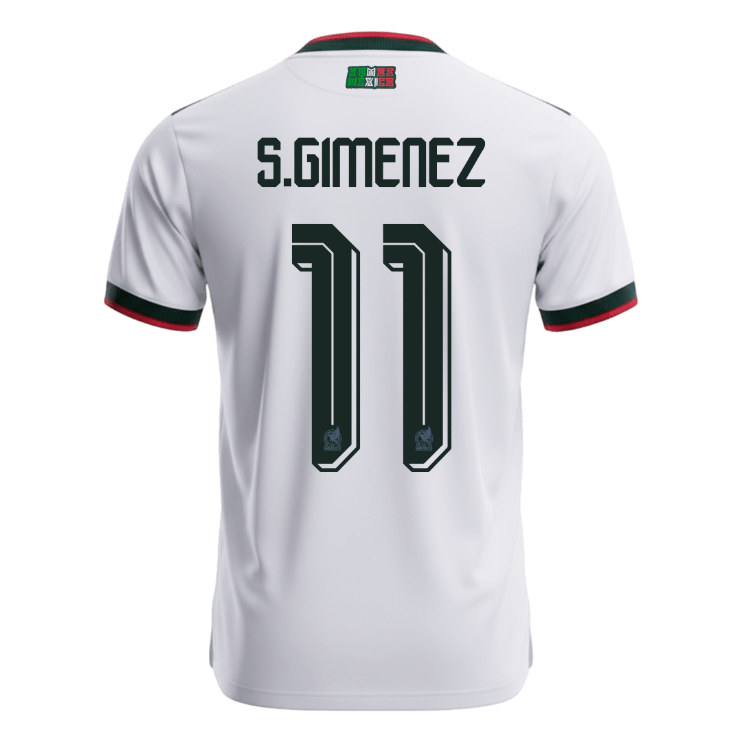 S.GIMENEZ #11 Mexico Mens Away Soccer Jersey World Cup 2026 White