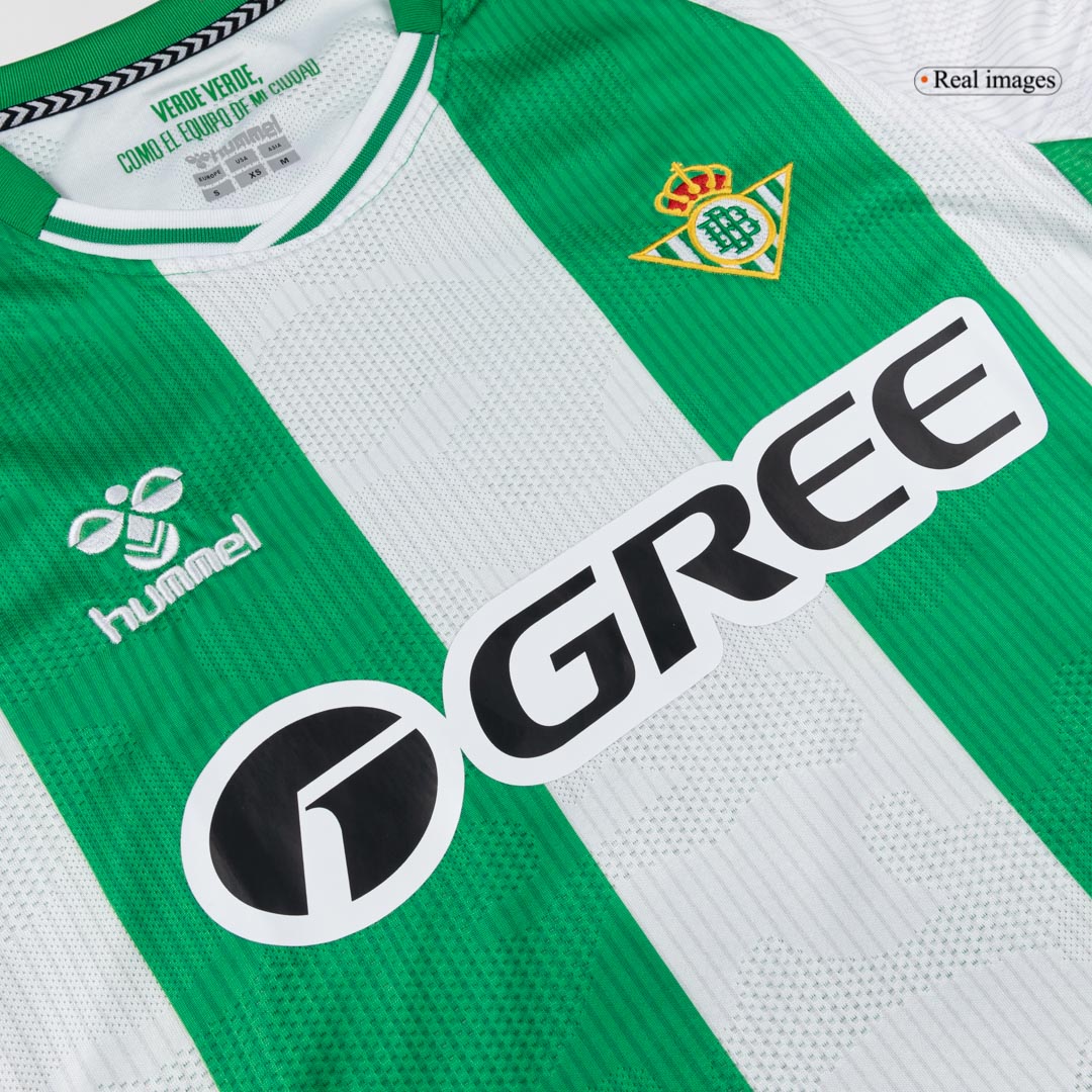 Real Betis Mens Home Long Sleeve Soccer Jersey 2025/26 Green&White