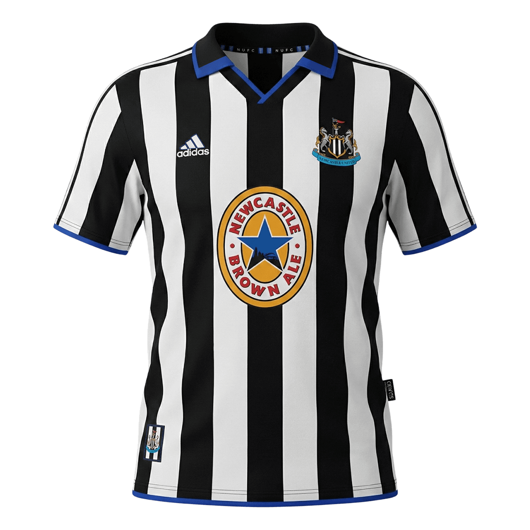 Retro Newcastle United Mens Home Soccer Jersey 1999/00 Black&White