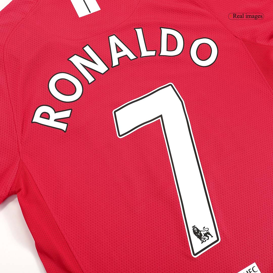 Retro RONALDO #7 Manchester United Mens Home Long Sleeve Soccer Jersey 2007/08 Red