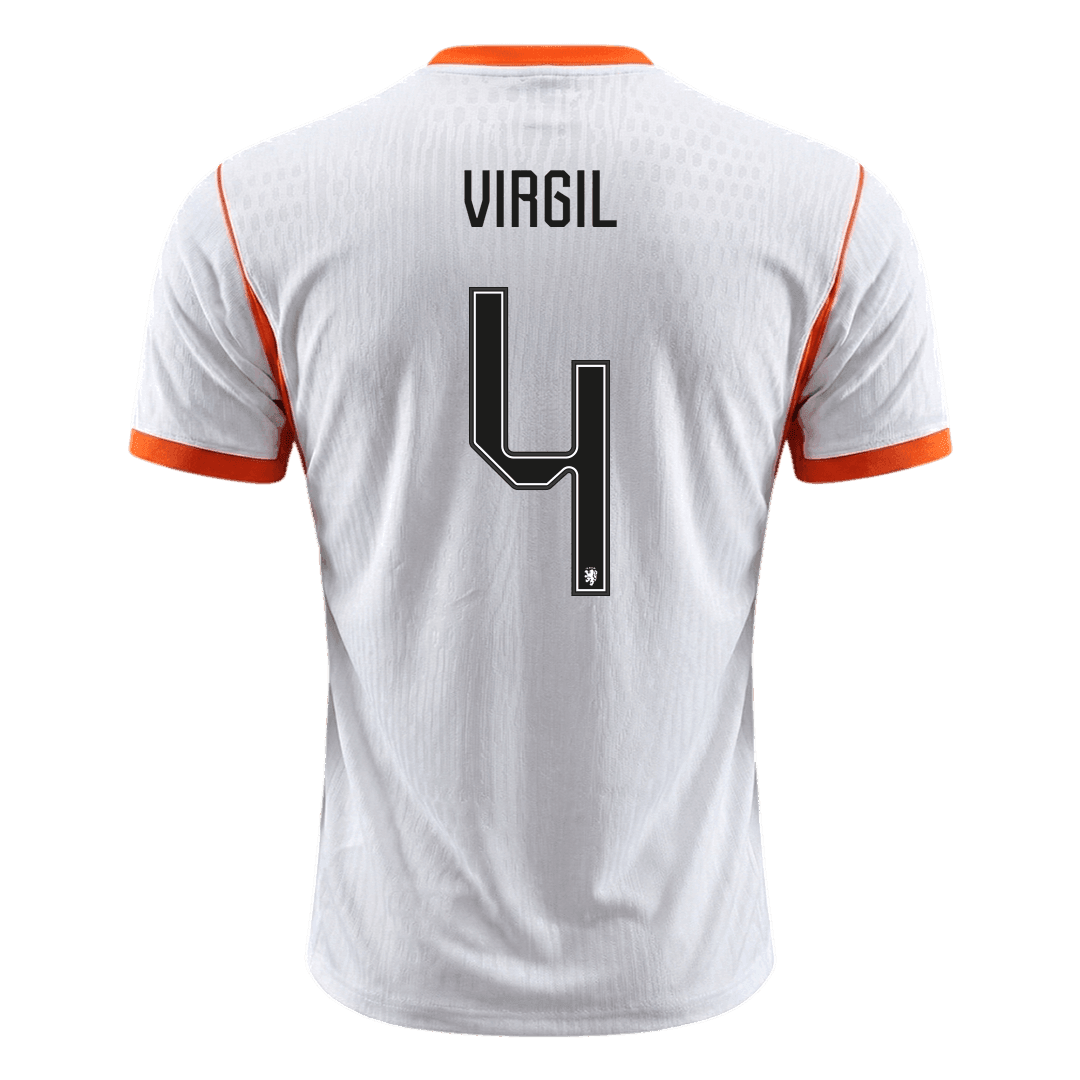 VIRGIL #4 Netherlands Mens Away Soccer Jersey World Cup 2026 White - Player Version