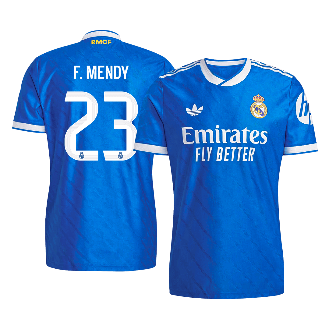 F. MENDY #23 Real Madrid Mens Third Away Soccer Jersey 2025/26 Blue - Player Version