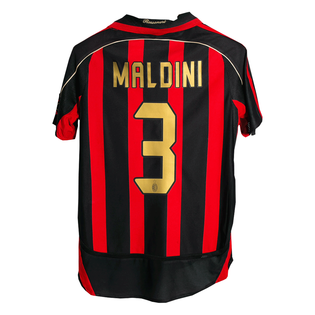 Retro MALDINI #3 AC Milan Mens Home Soccer Jersey 2006/07 Red&Black