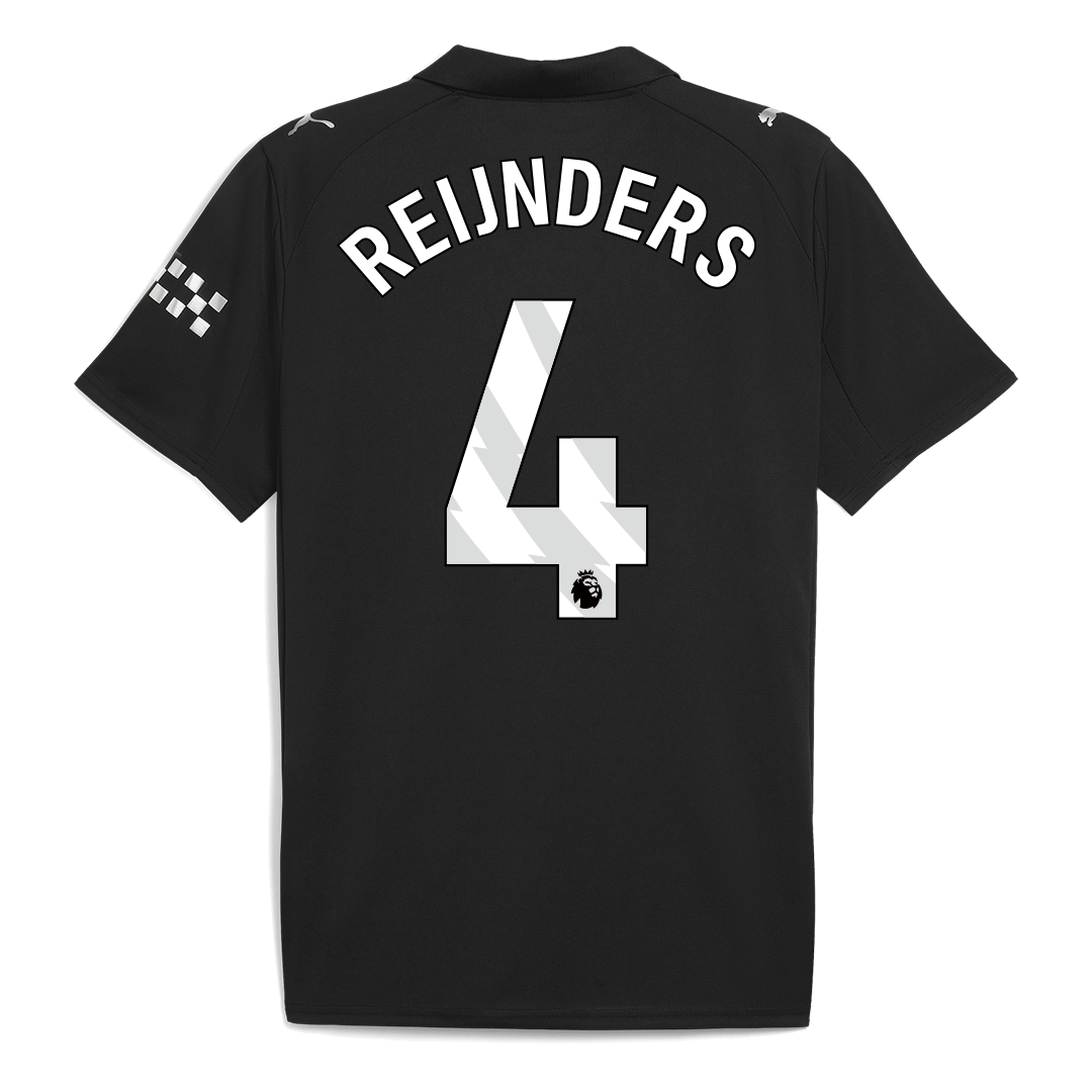 REIJNDERS #4 Manchester City Mens Away Soccer Jersey 2025/26 Black