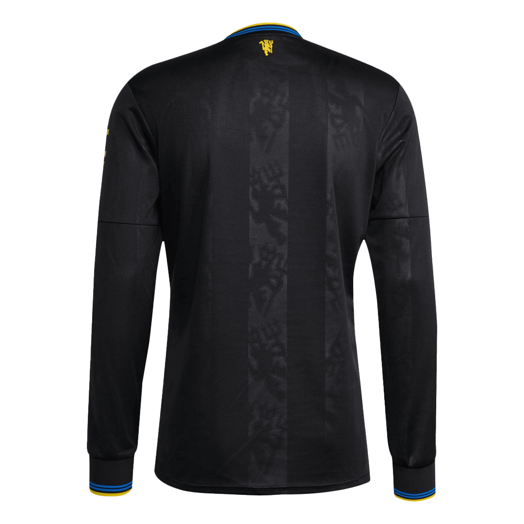 Manchester United Mens Third Away Long Sleeve Soccer Jersey 2025/26 Black