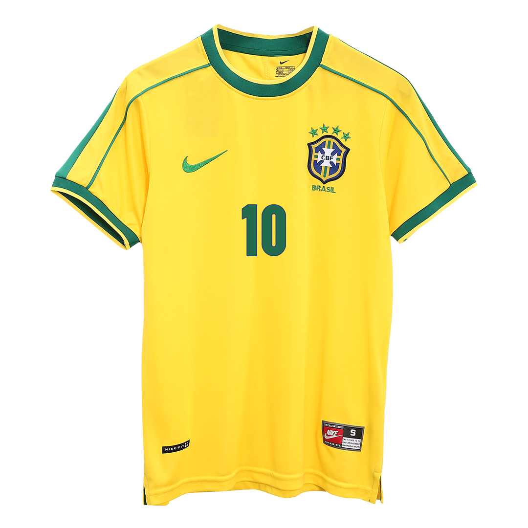 Retro RIVALDO #10 Brazil Mens Home Soccer Jersey World Cup 1998 Yellow