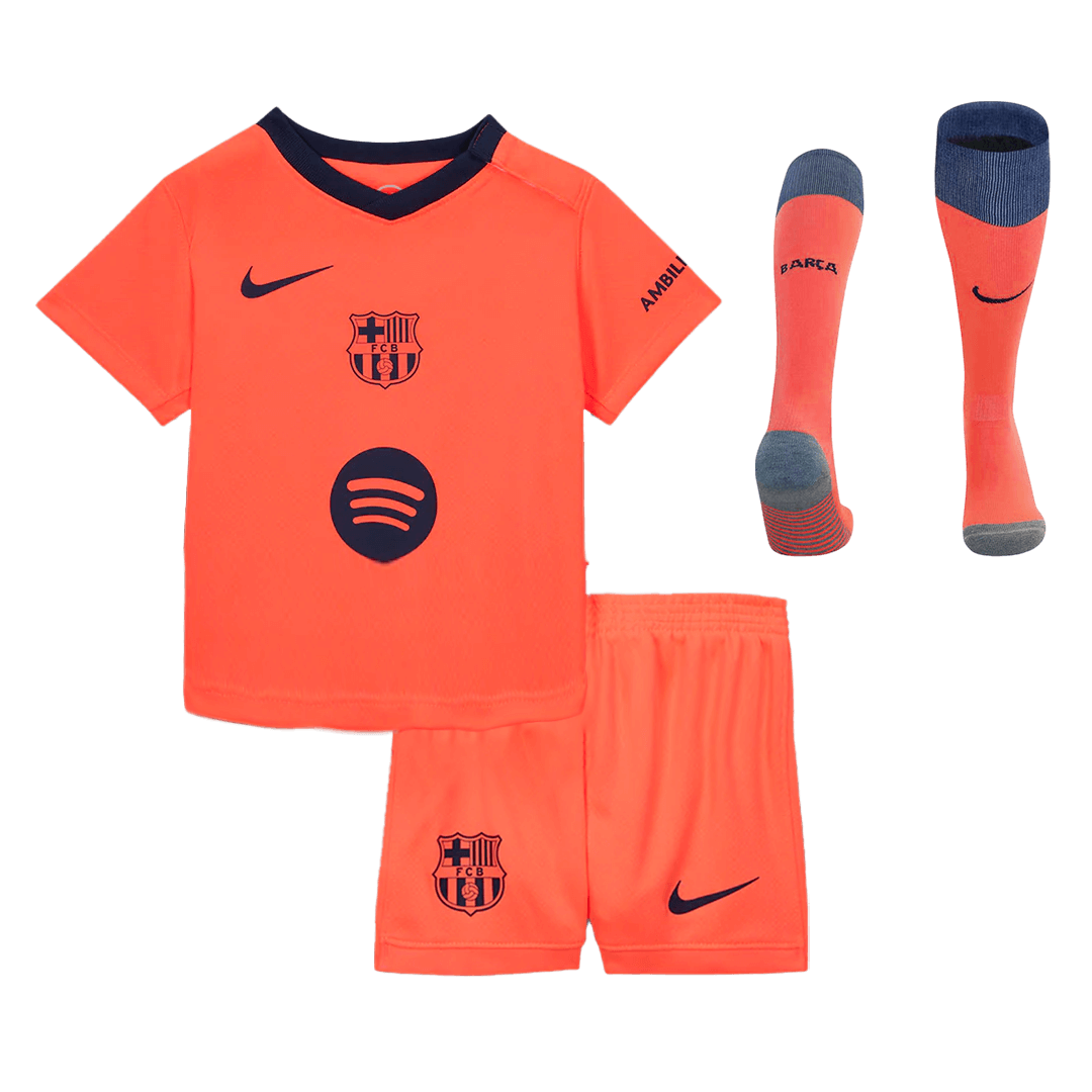 Barcelona Kids Third Away Soccer Full Set 2025/26 Orange