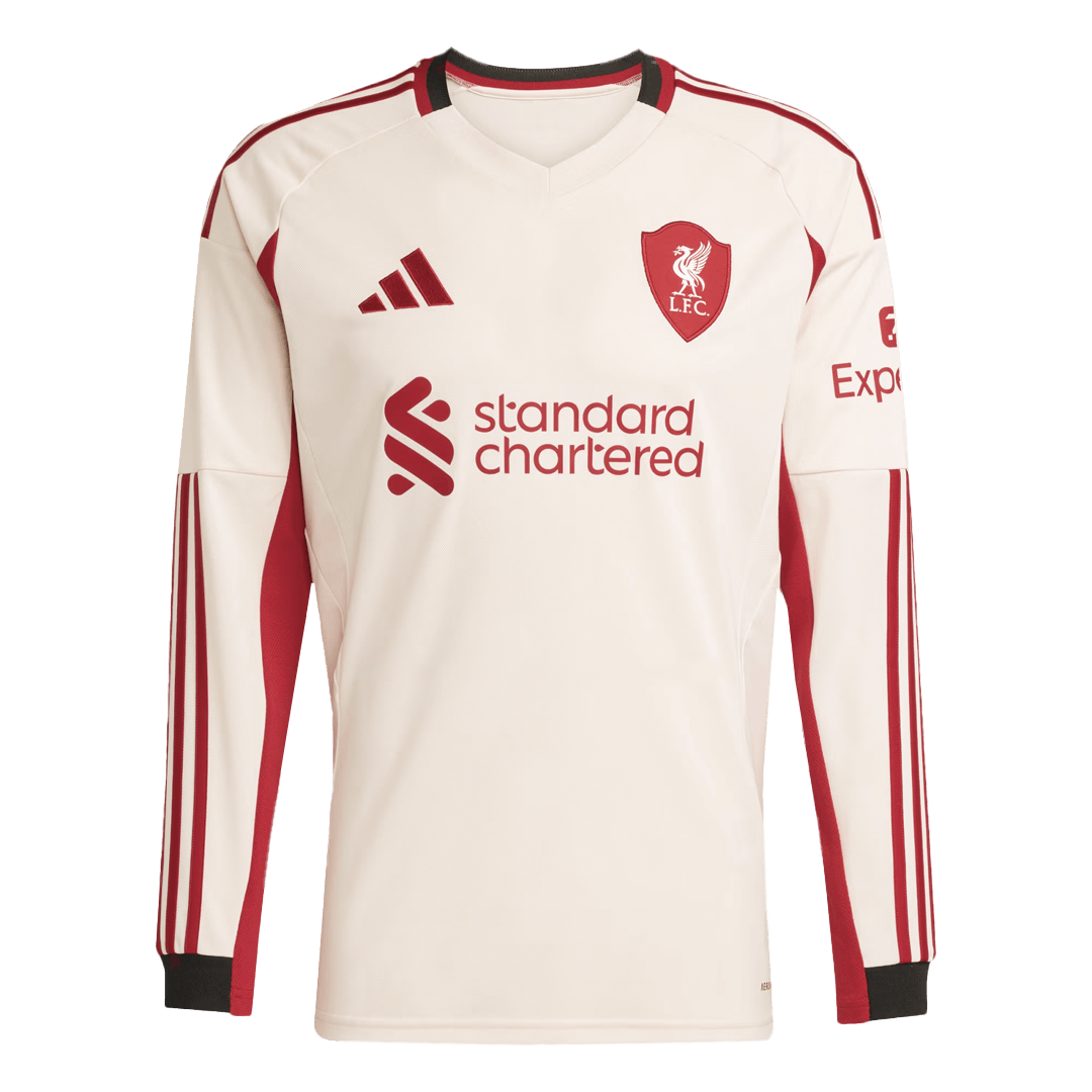 Liverpool Mens Away Long Sleeve Soccer Jersey 2025/26 White