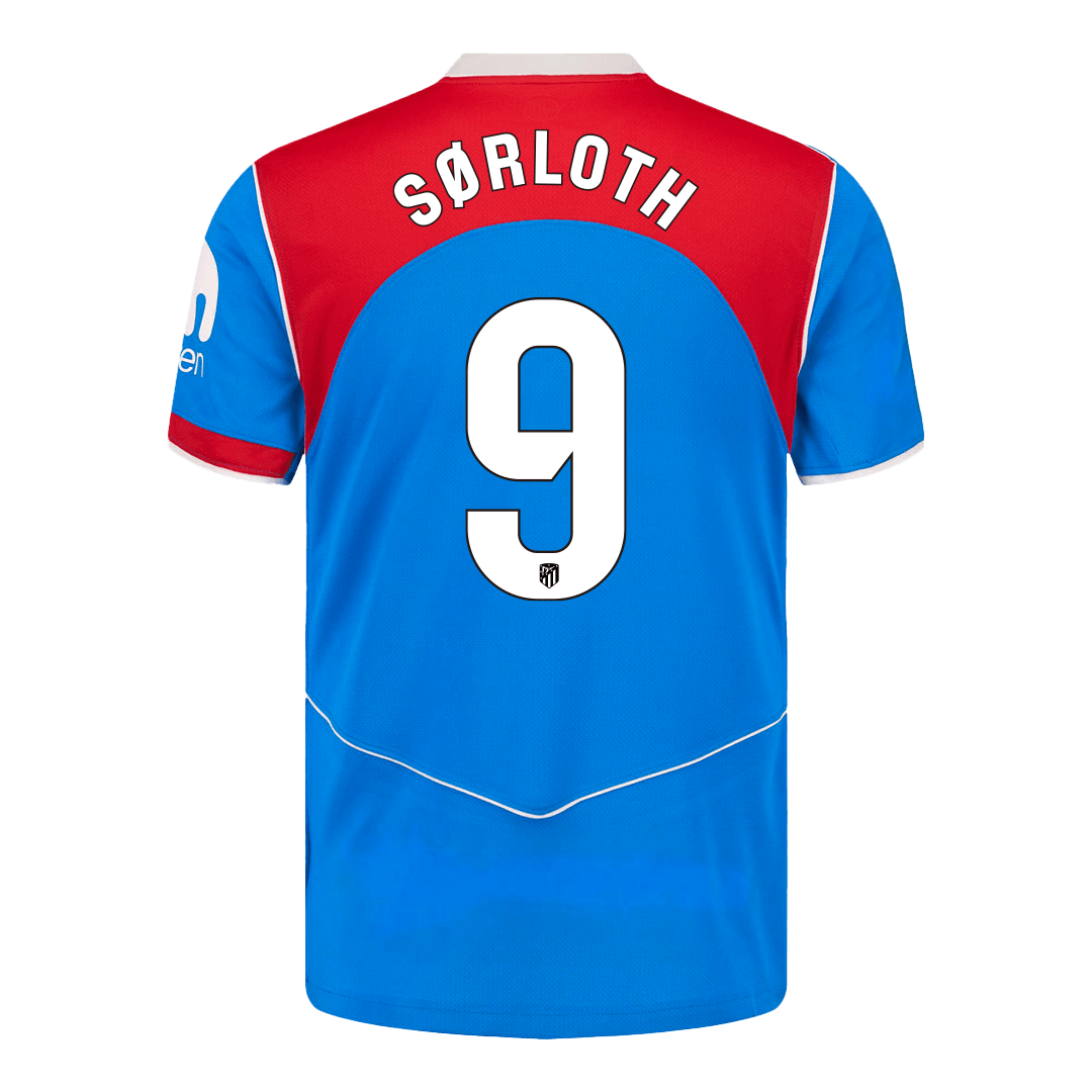SØRLOTH #9 Atletico Madrid Mens Third Away Soccer Jersey 2025/26 Blue