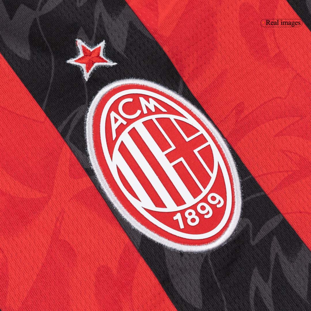 AC Milan Mens Home Long Sleeve Soccer Jersey 2025/26 Red&Black