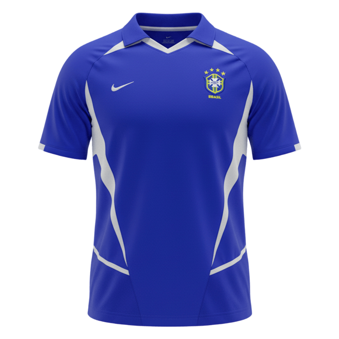 Retro Brazil Mens Away Soccer Jersey 2002 Blue