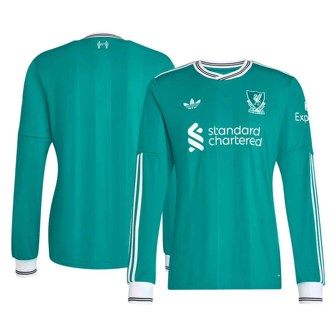 Liverpool Mens Third Away Long Sleeve Soccer Jersey 2025/26 Green