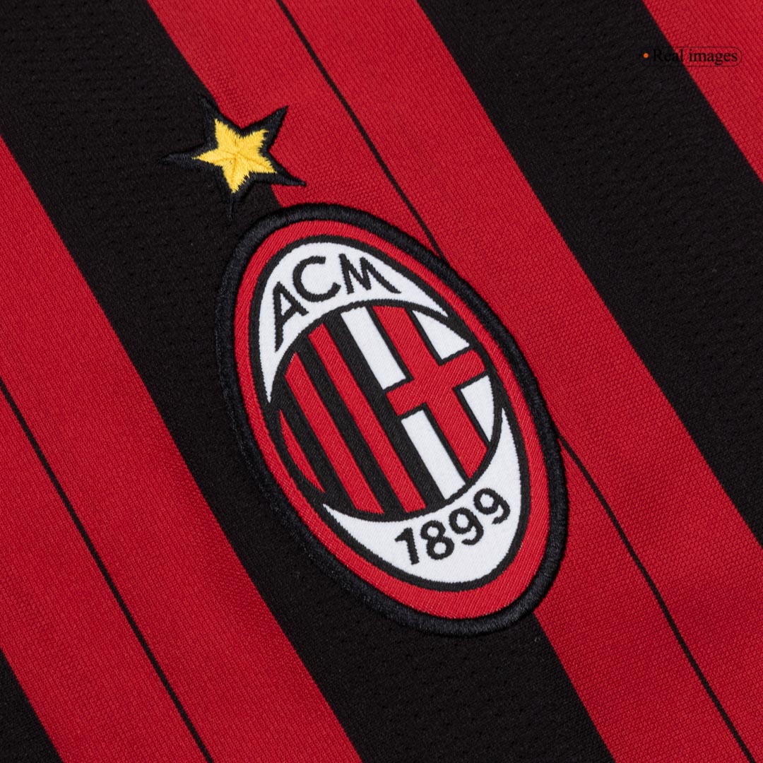 Retro AC Milan Mens Home Long Sleeve Soccer Jersey 2013/14 Red&Black