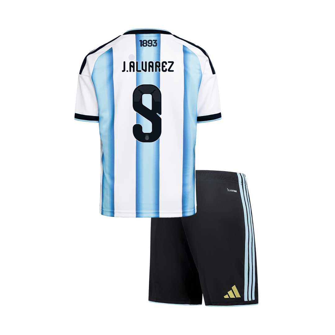 J. ALVAREZ #9 Argentina Kids Home Soccer Kit World Cup 2026 Blue&White [PREMIUM]