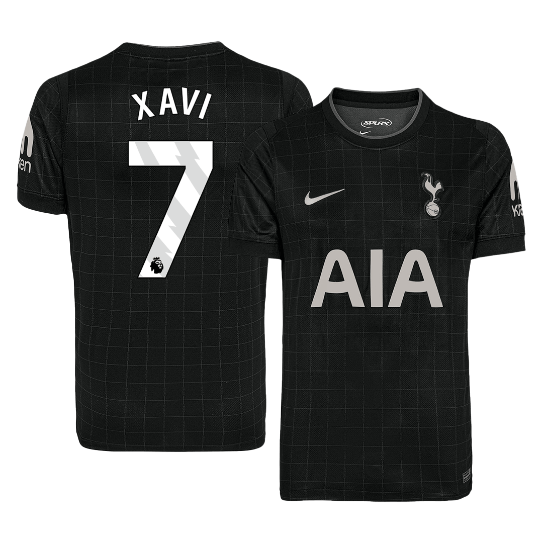 XAVI #7 Tottenham Hotspur Mens Away Soccer Jersey 2025/26 Black