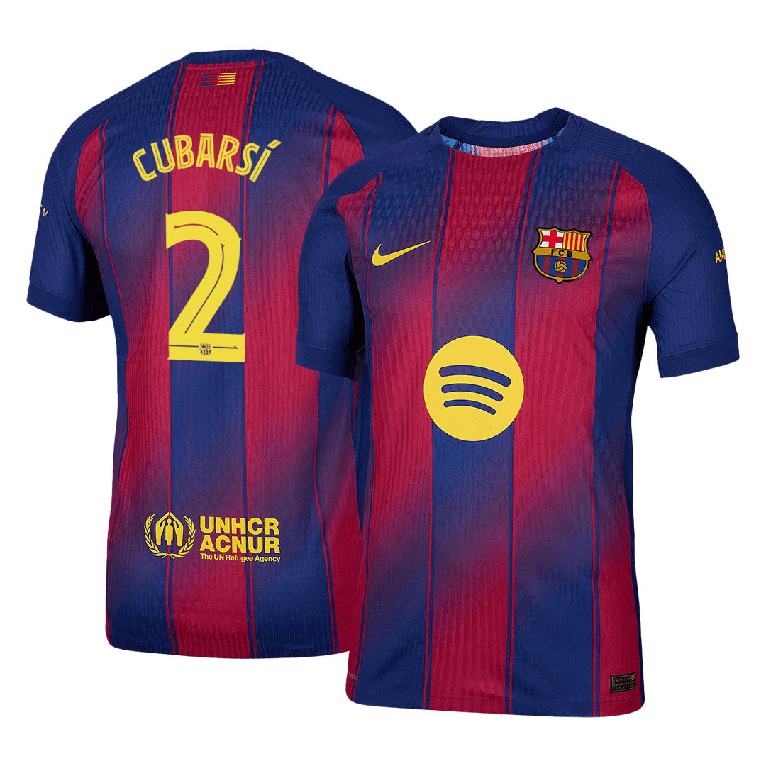 CUBARSÍ #2 Barcelona Mens Home Soccer Jersey UCL 2025/26 Red&Blue - Player Version