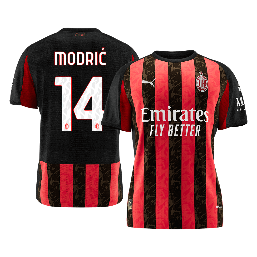 MODRIĆ #14 AC Milan Mens Home Soccer Jersey 2025/26 Red&Black [PREMIUM]