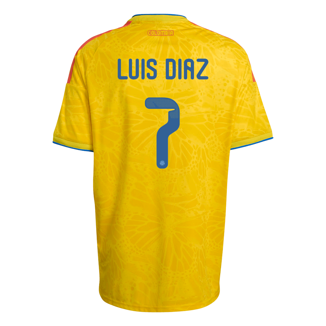 LUIS DíAZ #7 Colombia Mens Home Soccer Jersey World Cup 2026 Yellow