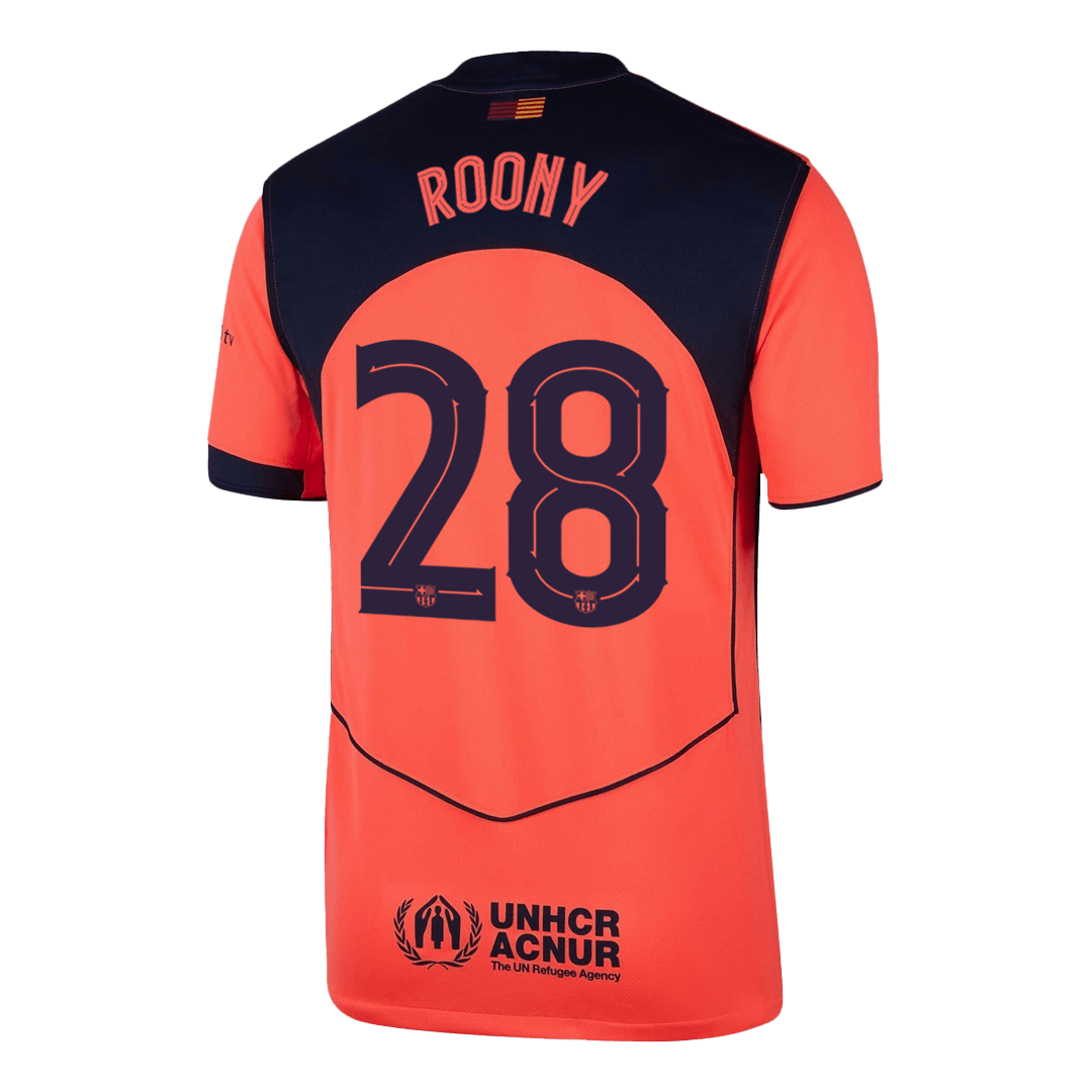 ROONY #28 Barcelona Mens Third Away Soccer Jersey 2025/26 Orange